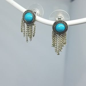 Anthropologie gold turquoise fashion earrings